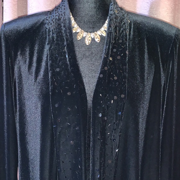 Vintage Crimson by Lawrence Kurtz Size PM Velour Open Front Cardigan - Picture 2 of 12